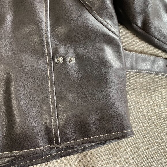 Kenneth Cole Reaction Faux Leather Jacket Kids Boys 4 Brown Biker Jacket - Picture 15 of 15